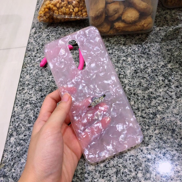 Marble Case White/Pink iPhone Oppo Vivo Xiaomi Samsung Huawei Realme X F11 pro V15 Y81 A30 A20 A50