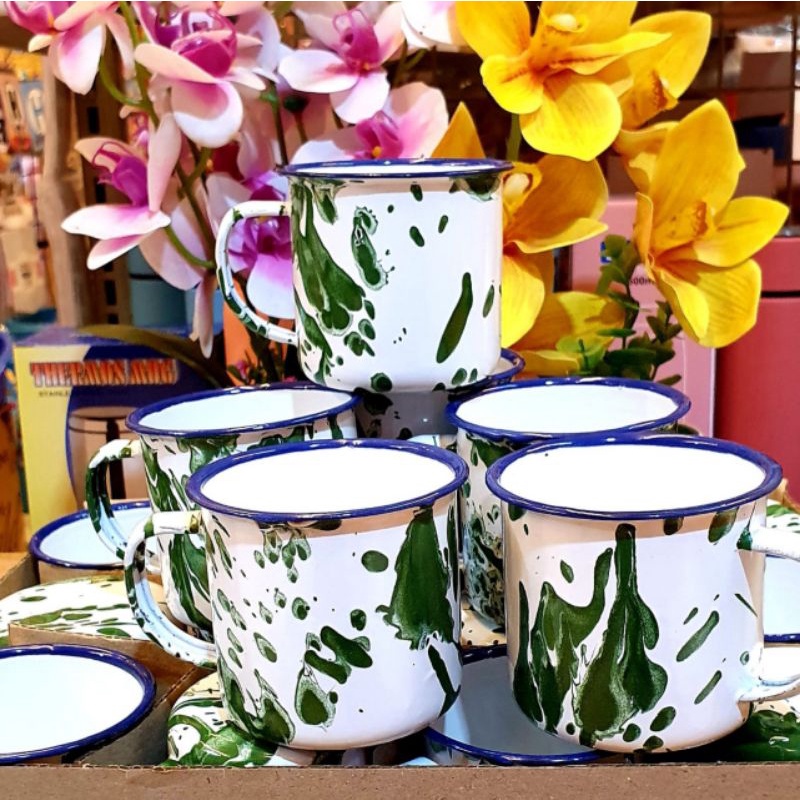 cangkir Enamel Enamel Jadul cangkir kaleng gelas 6cm cangkir seng