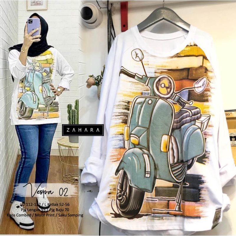 tunik kaos combed vespa #2 jumbo
