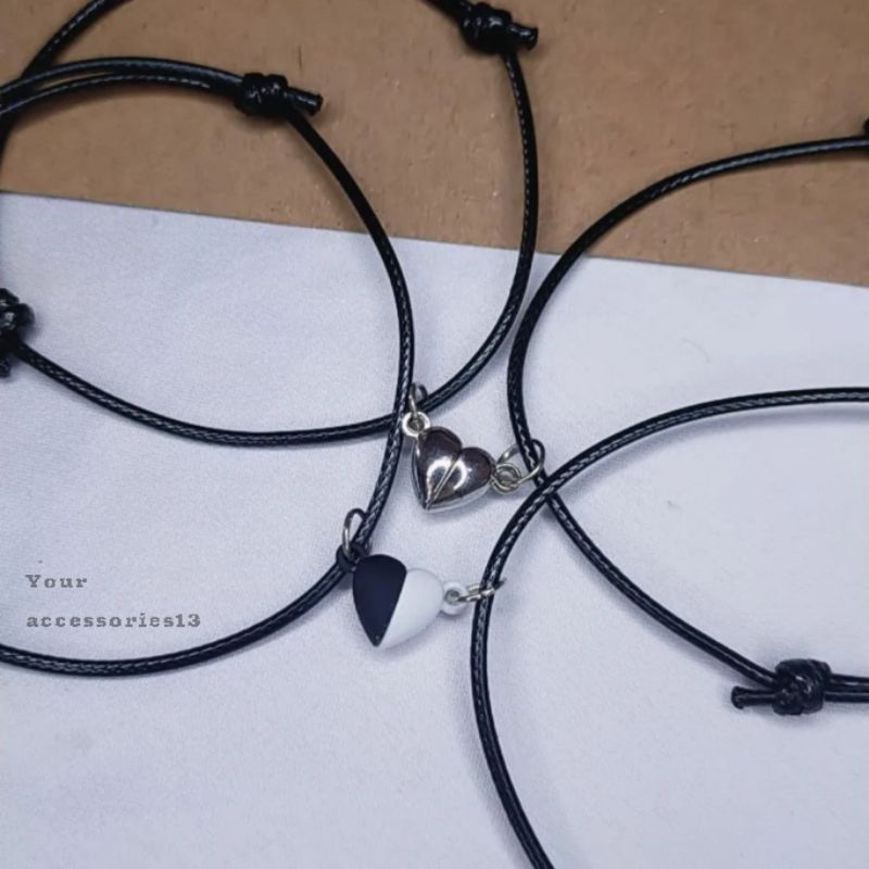 Sepasang gelang magnet love || Gelang couple hitam