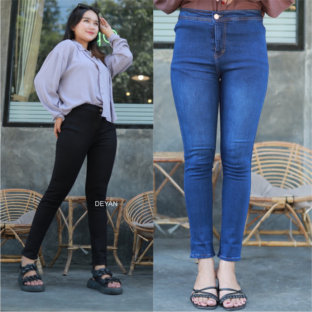 Celana Jeans HW Highwaist Haiwes Pensil Skinny Wanita