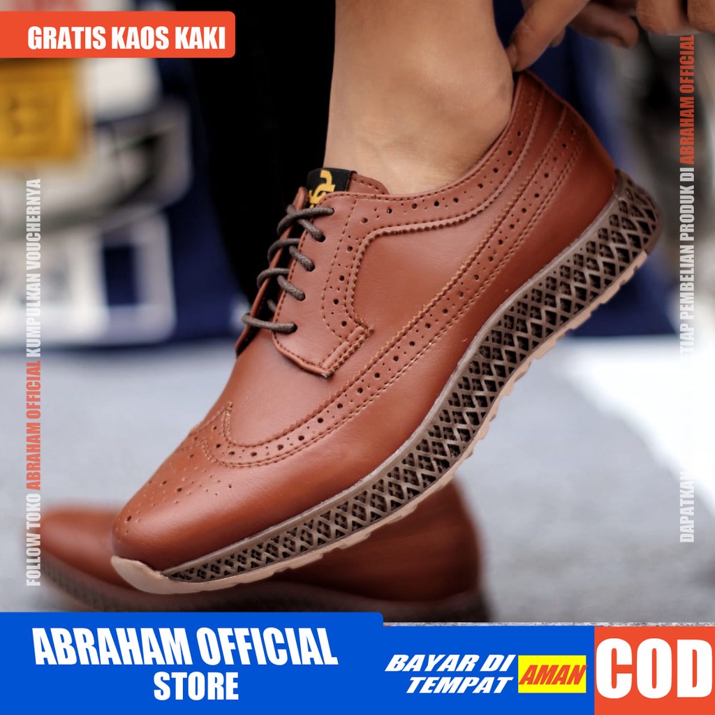 ABRHM x JHON Sepatu Kasual Pria Sepatu Casual Pria Kulit Pu Sepatu Pria Casual Cowok/Cowo Ori Sepatu Kerja Kantor Semi Formal Kuliah Kondangan Gaya keren Kekinian Murah Terlaris