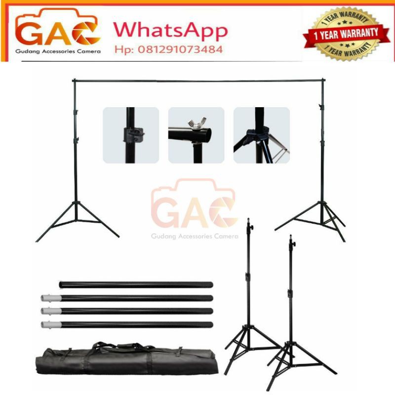 paket GAC stand background studio + kain background ambitfull green