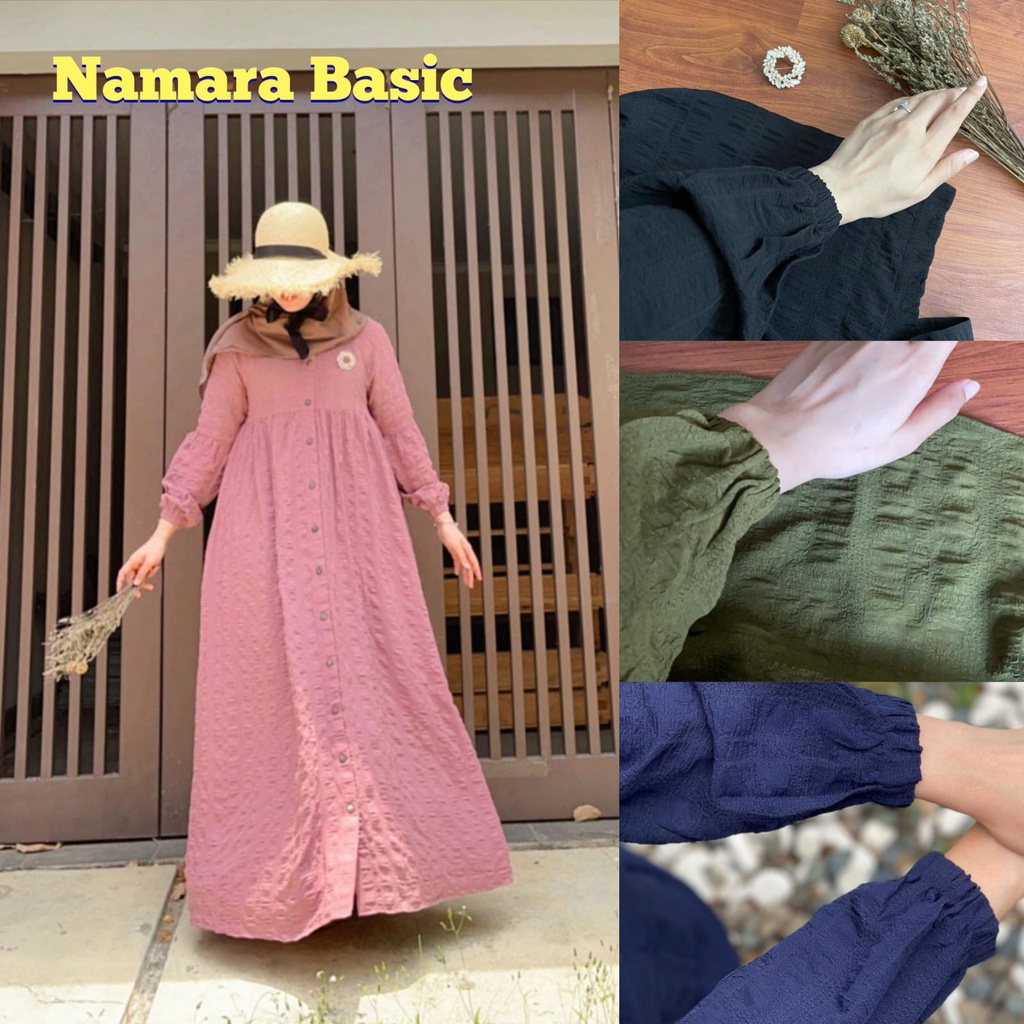 Namara Basic Nadeea.id / Gamis Polos Viscose Cringkle Namara Basic Sim ple Dress / Coza Batik