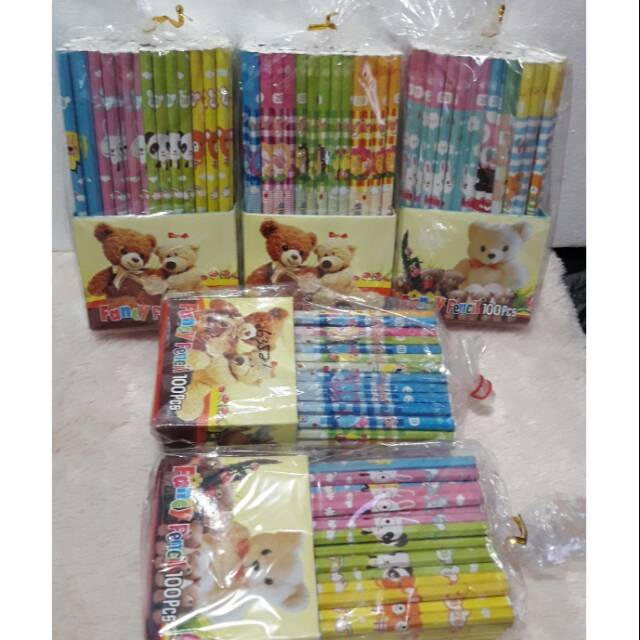 Pensil kayu 2B karakter 12pcs campur