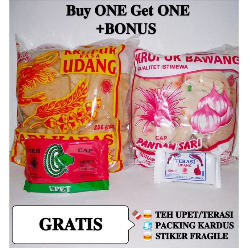 

Krupuk udang padi kapas gratis Krupuk bawang pandan sari