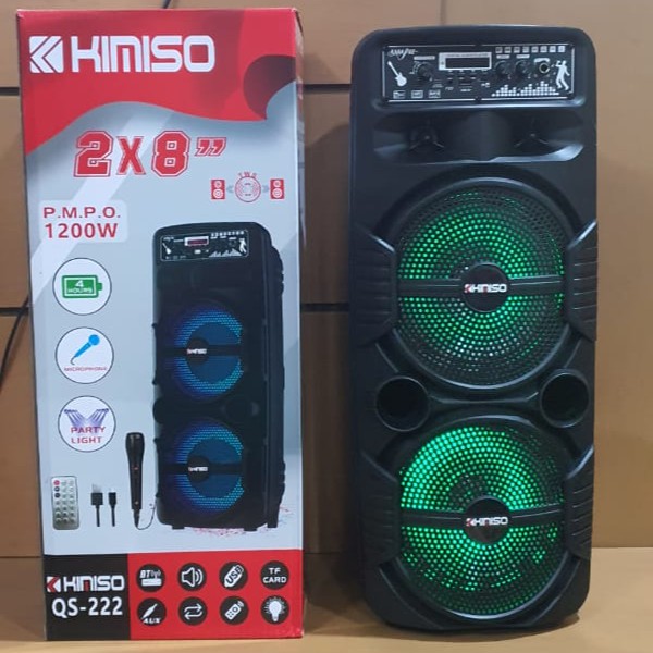 Speaker Bluetooth Wireless Karaoke KIMISO QS222  ECO Lampu LED +Mic/Remote Control 16INCH QS 222