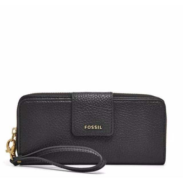 CLUTCH WALLET FOSSIL MADISON ZIP CLUTCH BLACK ORI