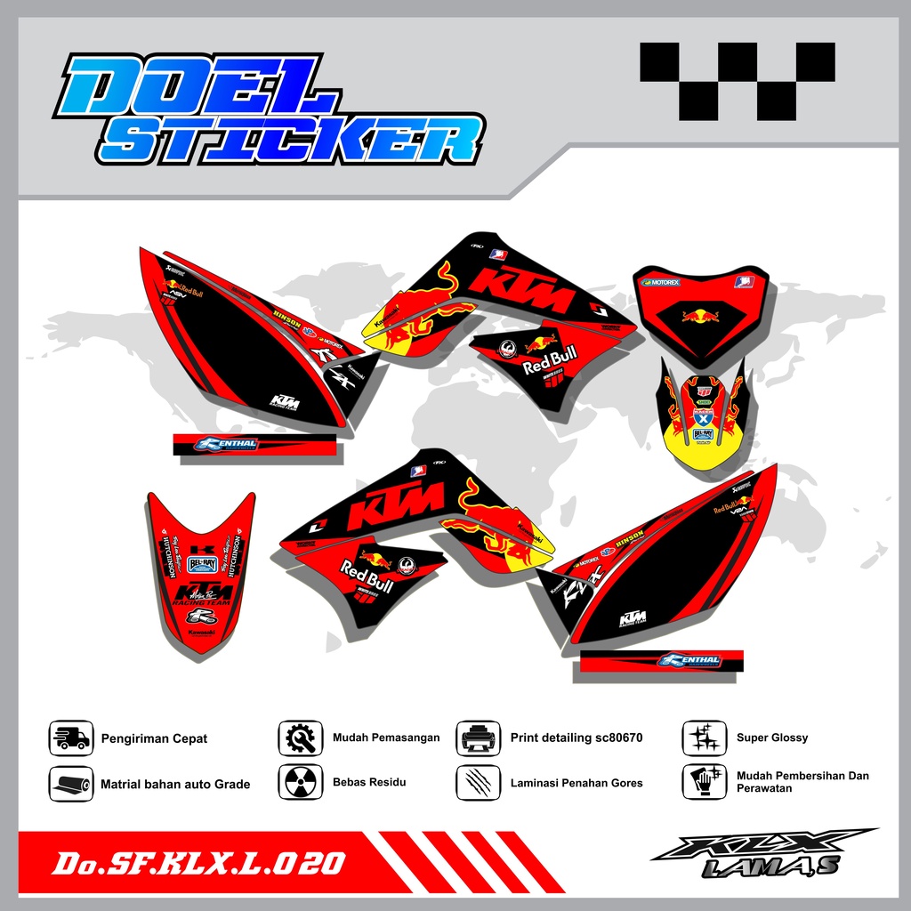 Sticker Striping Honda KLX L , S Lama List Variasi Hologram , Crome Doel 020