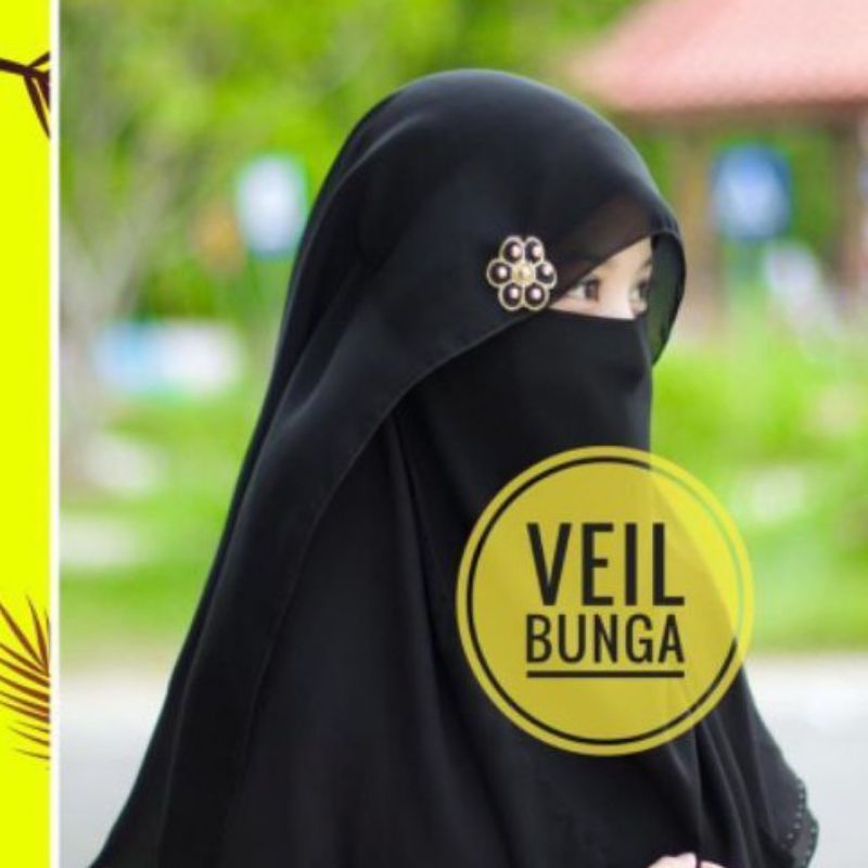 Niqab Veil Bunga Gold Niqob Cadar