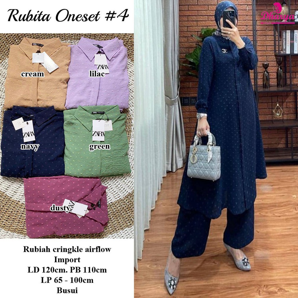 Fashion Wanita Muslim Set Tunik Busui Rubita Oneset Jumbo Ld 110