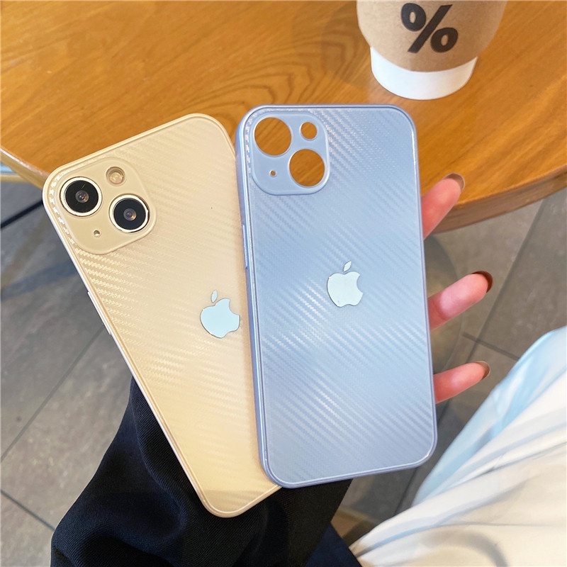 Case Full Cover Lensa Bahan Karbon Fiber PC TPU Untuk IPhone 11 12 13 PRO MAX