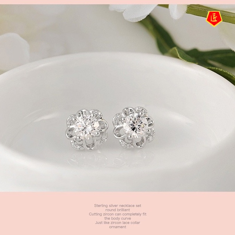 [Ready Stock]Silver Cute Hollow Preserved Fresh Flower Ear Studs