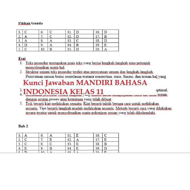 Kunci jawaban buku mandiri bahasa indonesia kelas 11