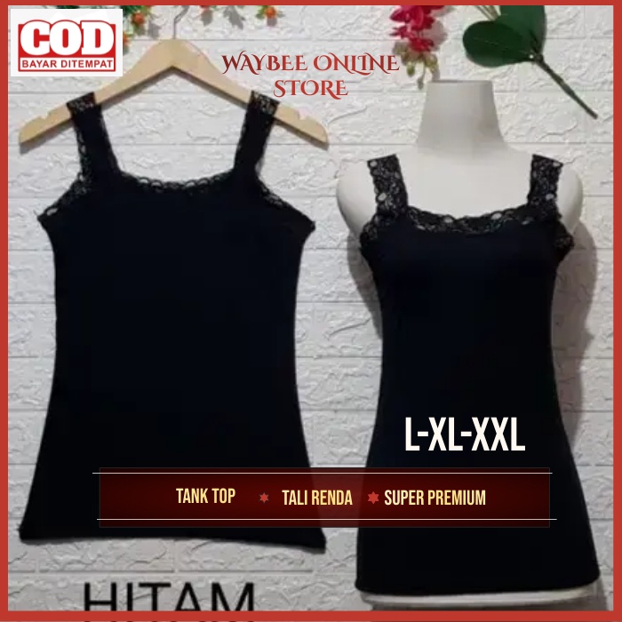 Waybee - Tanktop Tank Top Wanita Tali Renda U-Neck Termurah Kualitas Sorex-4