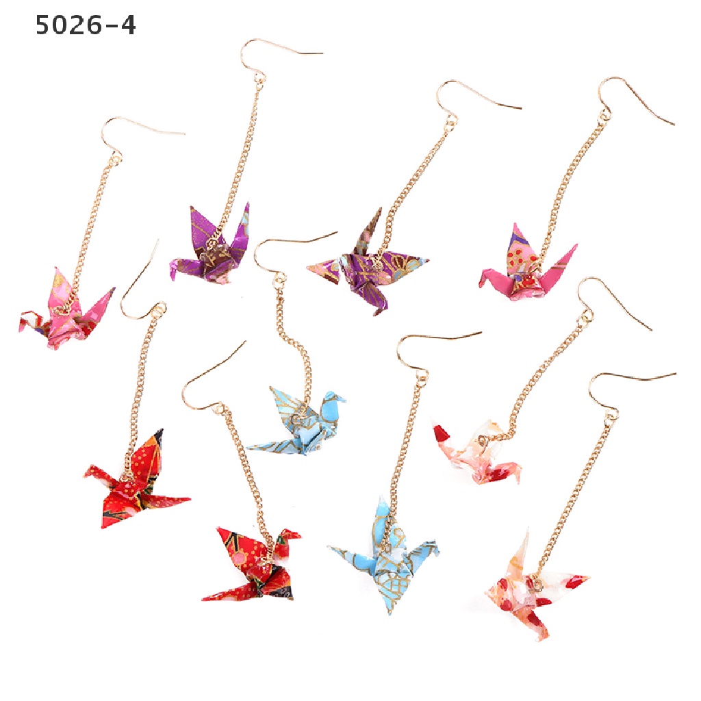 5026-4  Kranich Earrings Origami Miniblings Bird Cranes Faltkunst Senbazuru Paper 5026-4