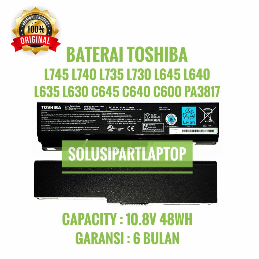 BATERAI Toshiba L645 L745 C640 - PA-3817U-1BRS ORI
