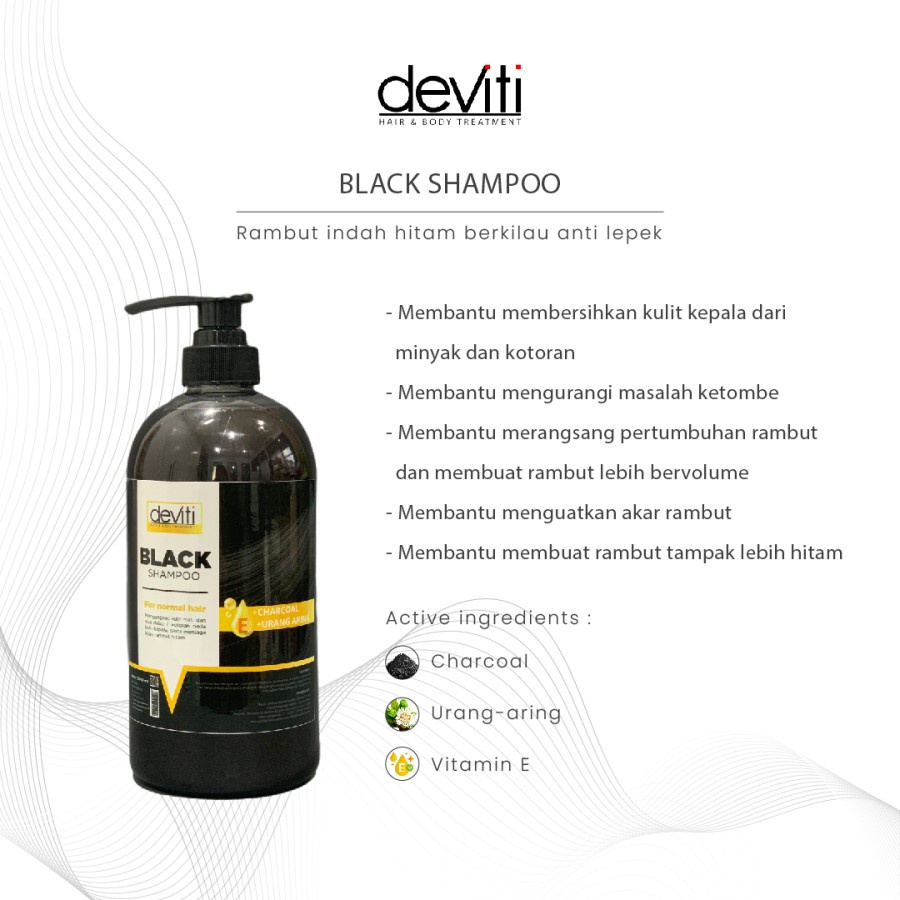 Deviti Charcoal Black Shampoo 1L Perawatan Rambut Hitam Berkilau