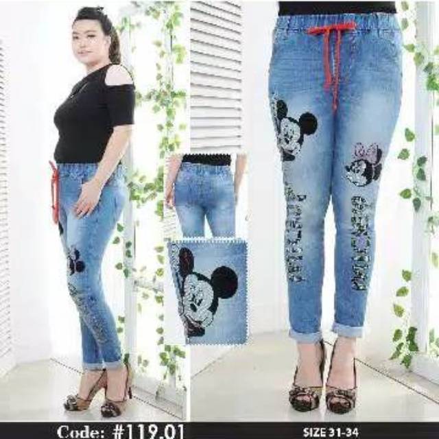 TR16 Celana  jeans  panjang jumbo  wanita  sz 31 34 Shopee  