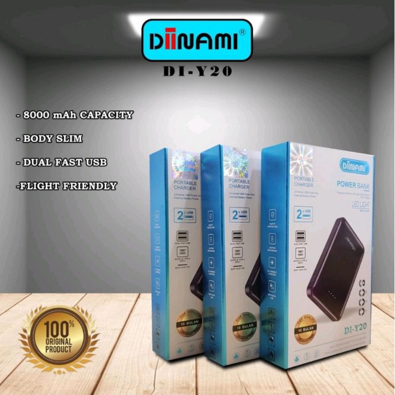 DIINAMI DI - Y20 POWERBANK POWER BANK 8000 mAH ORIGINAL FAST CHARGING