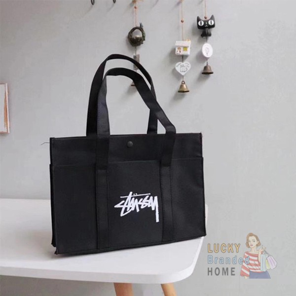 Terlaris Tas STUSSY Military Green Tote Bag - 100% ORIGINAL Stussy from Japan - BLACK