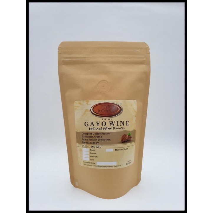 

Kopi Arabica Gayo Natural Wine Process 200 Gr Biji/Bubuk