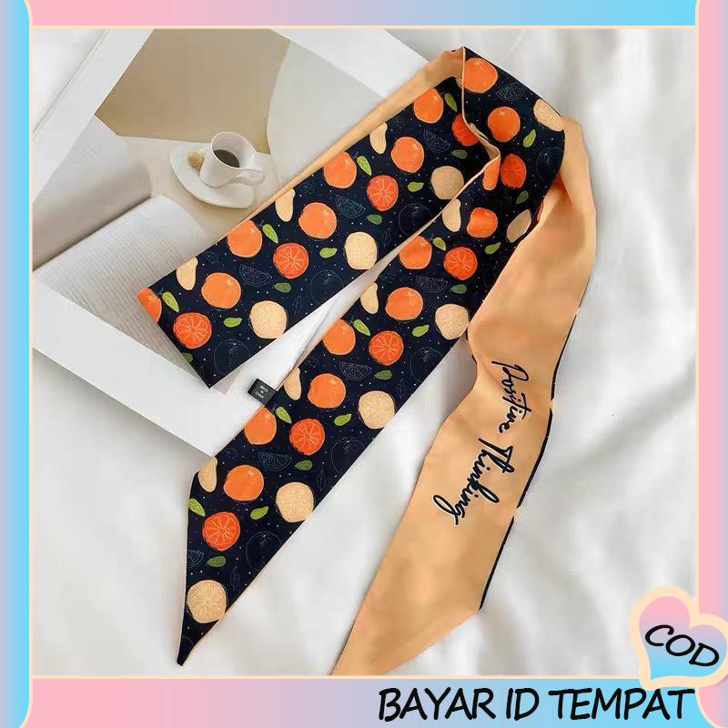 COD❤️ Gaya Korea Retro Syal Sutra Ikat Kepala Busur Pita Panjang Hiasan Kepala Wanita Fashion Aksesoris-A.one