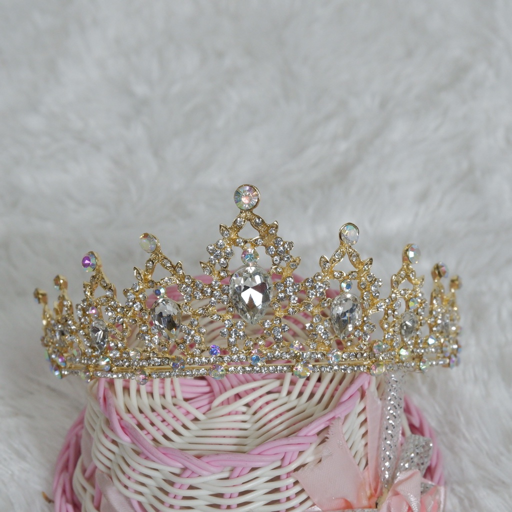 mahkota  tiara  bridal  pelangi  gold