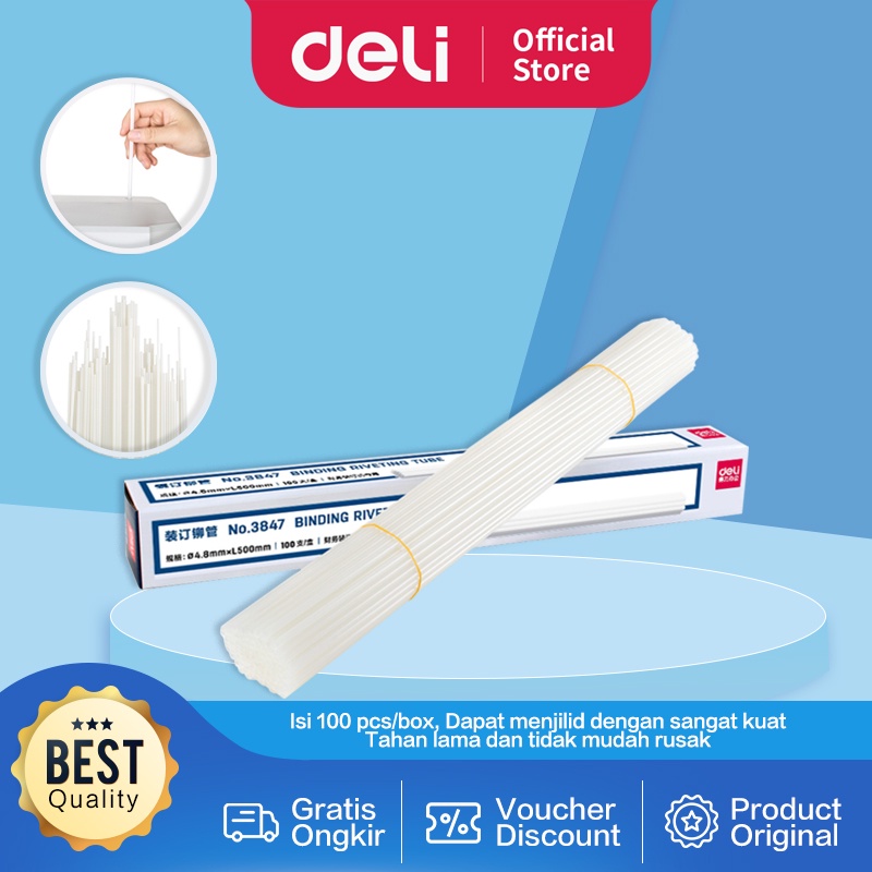 

Deli Binding Riveting Tube Transparan (100pcs/kotak) 3847