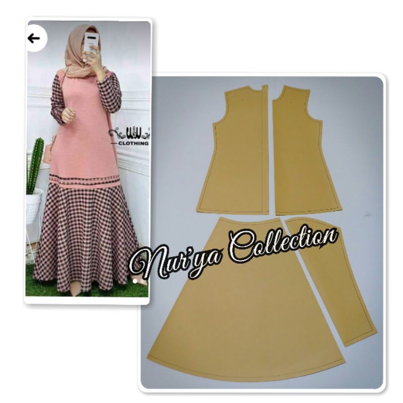 pola gamis model kombinasi