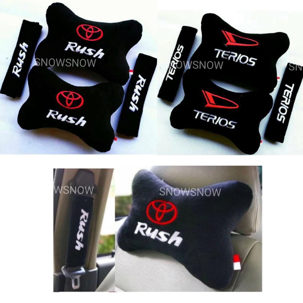 Bantal Mobil 2 in 1 Rush Terios Hitam Headrest Car