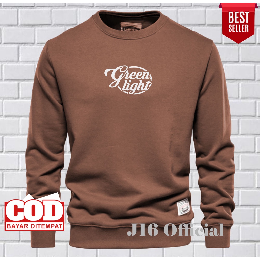 GREENLIGHT Crewneck Sweater Oblong Pria Wanita Bahan Fleece Tebal Premium