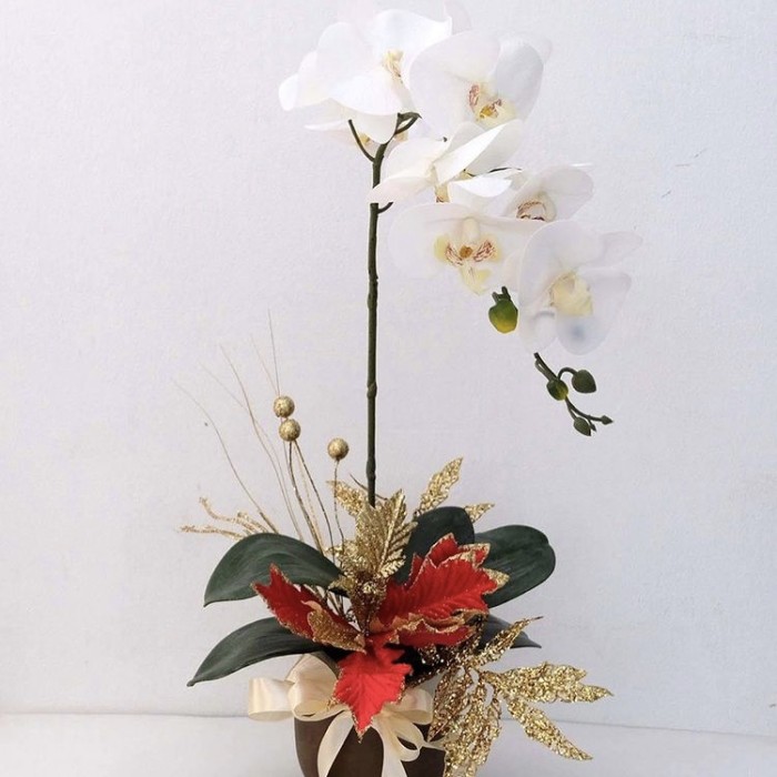 Buket Bunga Anggrek Parcel Lebaran Rangkaian Bunga Anggrek Latex Vase