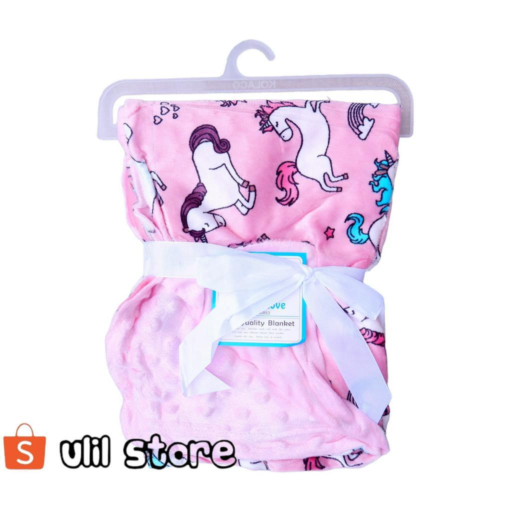 Selimut Bayi Dot Double Fleece Premium Tanpa Topi Variant Motif