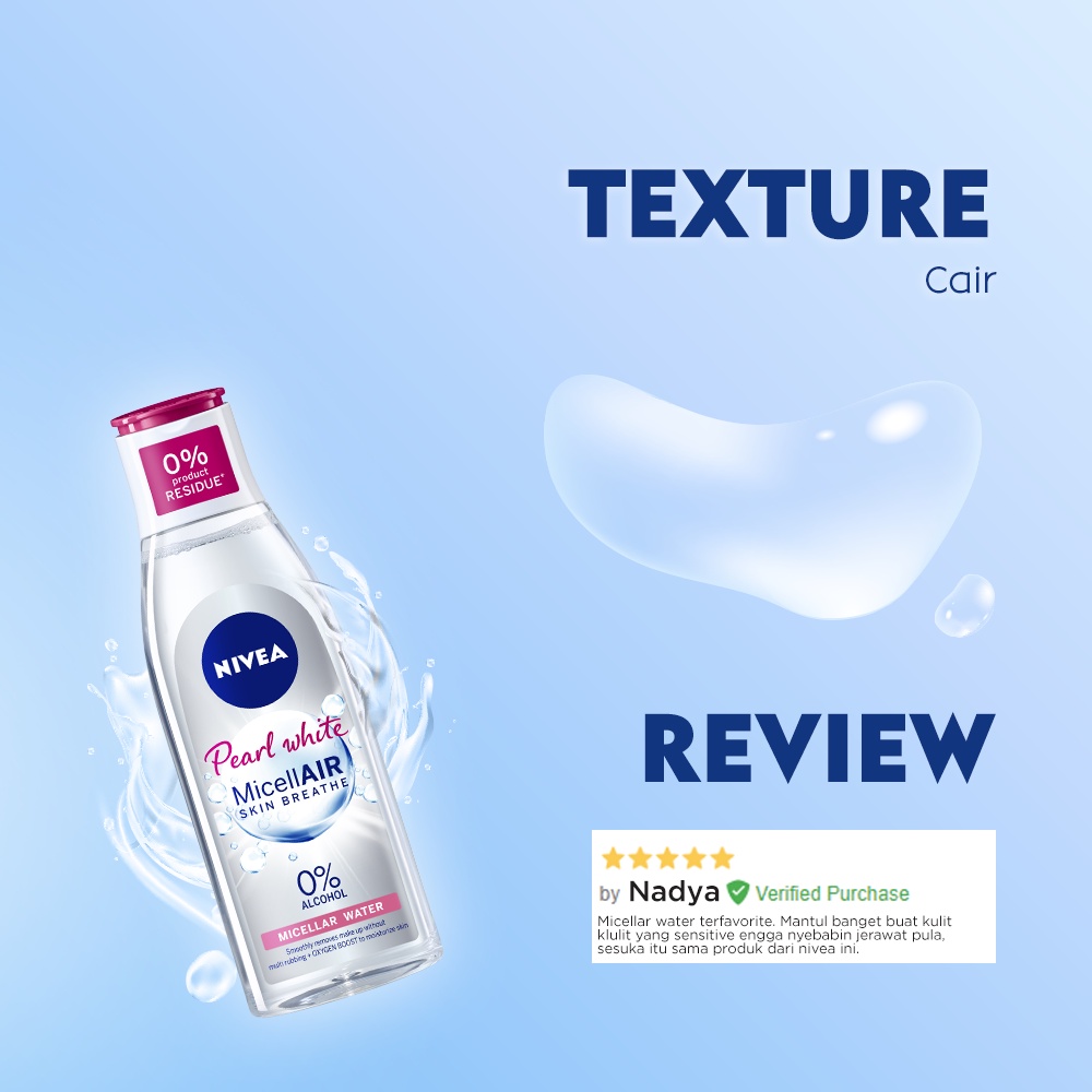 NIVEA MicellAir 125 - 200 ml (Pearl &amp; White, Hydration Skin, Oil &amp; Acne Care, Hokkaido Rose Oil-Infused, Face MicellAir Black XPERT, Face Make Up Double Eye Remover) Micellar Water