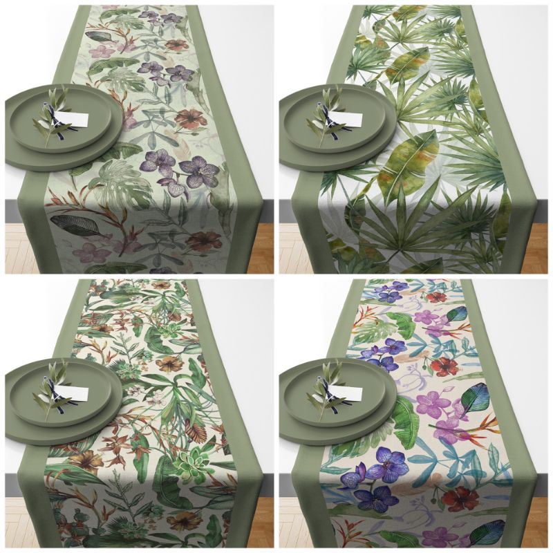 TABLE RUNNER TAPLAK MEJA MOTIF DAUN BARU NEW LEAF