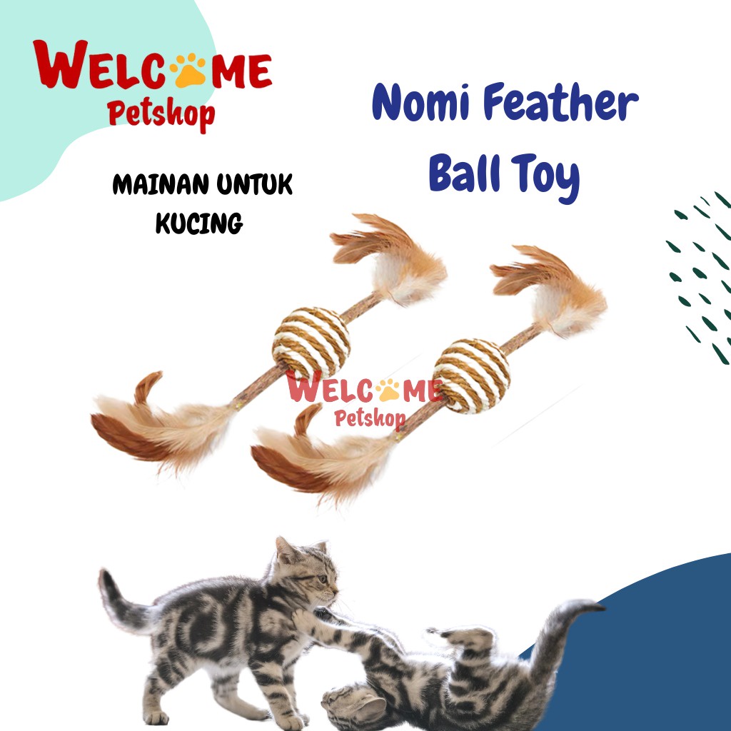 Nomi Feather Ball Toy / Mainan Kucing Anyaman Bulu Bola Cat Toy