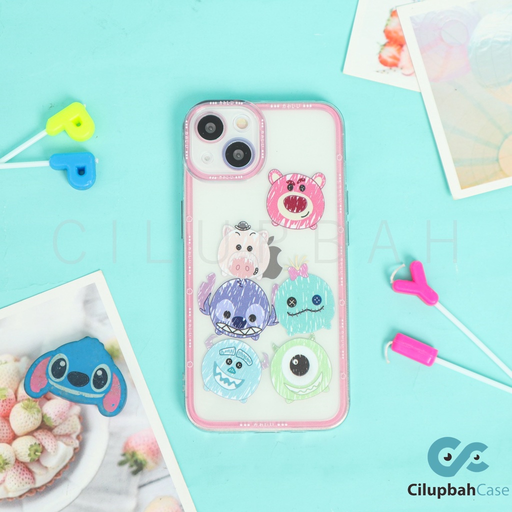 Clear Soft Case Cartoon 2 Motif Tsum Tsum and Toy Story Full Lenscover For iPhone 7 8 SE 7+ 8+ X XR XS 11 12 13 Mini Pro Max