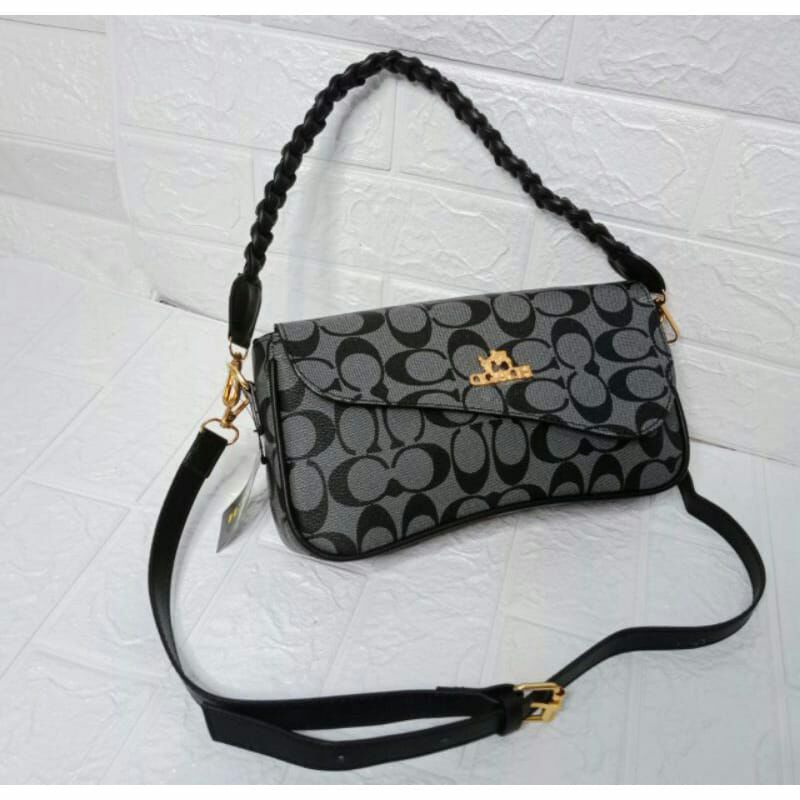 Tas slempang wanita signature C.h.o.@.c.h.h 2 tali top handle tali kepang ukuran 27x7x16