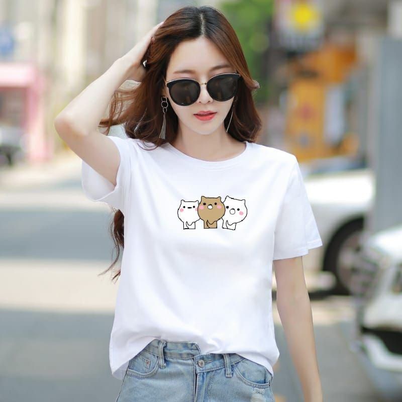 Kaos Wanita BONEKA Baju Wanita Catton Combed Kaos Oblong Wanita