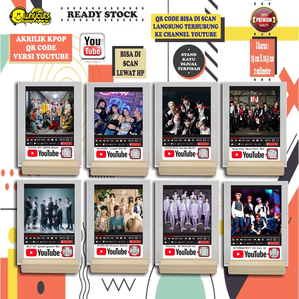 AKRILIK KPOP QR CODE YOUTUBE SCAN (READY STOK) BARU...