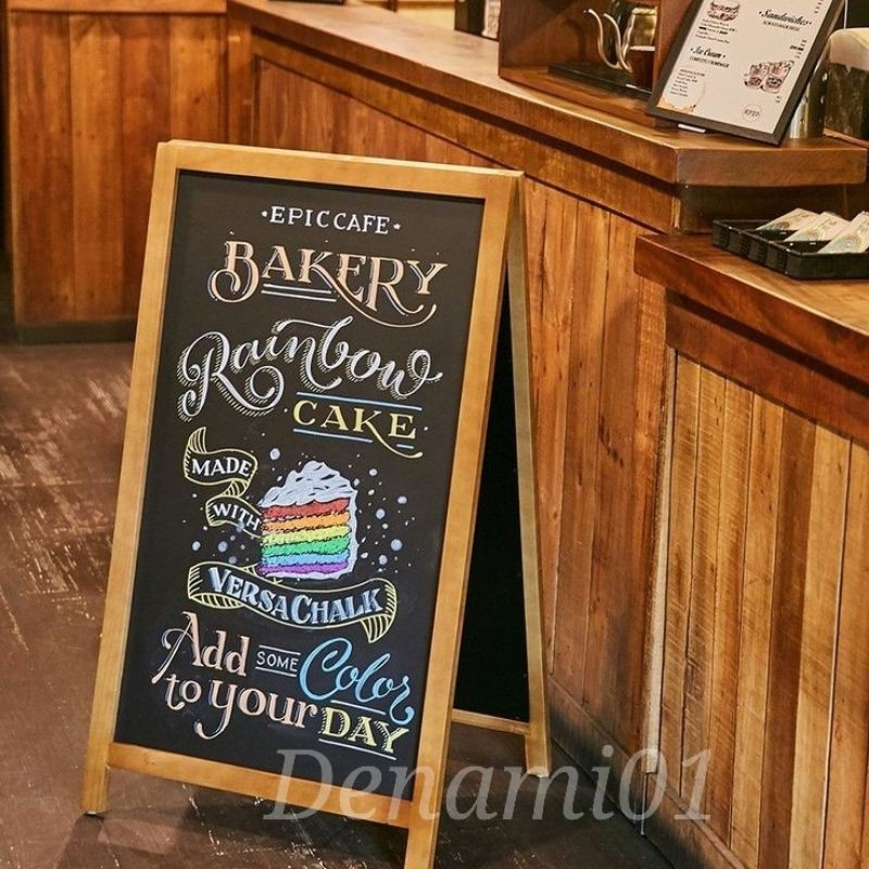 

PAPAN TULIS KAPUR 2 MUKA PAPAN BOARD KAYU PAPAN MENU CAFE