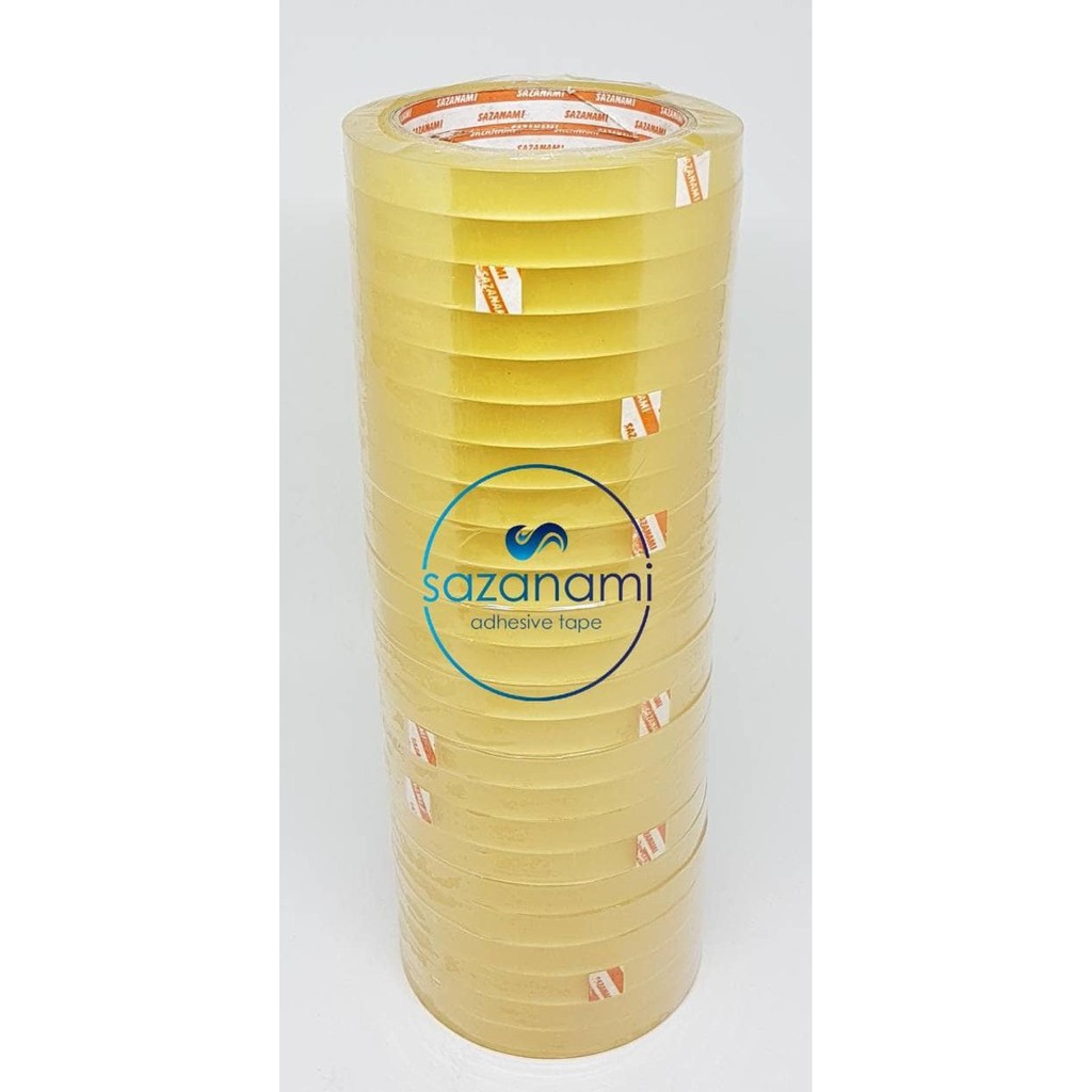 

TERMURAH Isolasi Bening 12MM X 100Y sazanami ISI 24 ROLL 0.5 Inch lakban bening selotip GULUNGAN