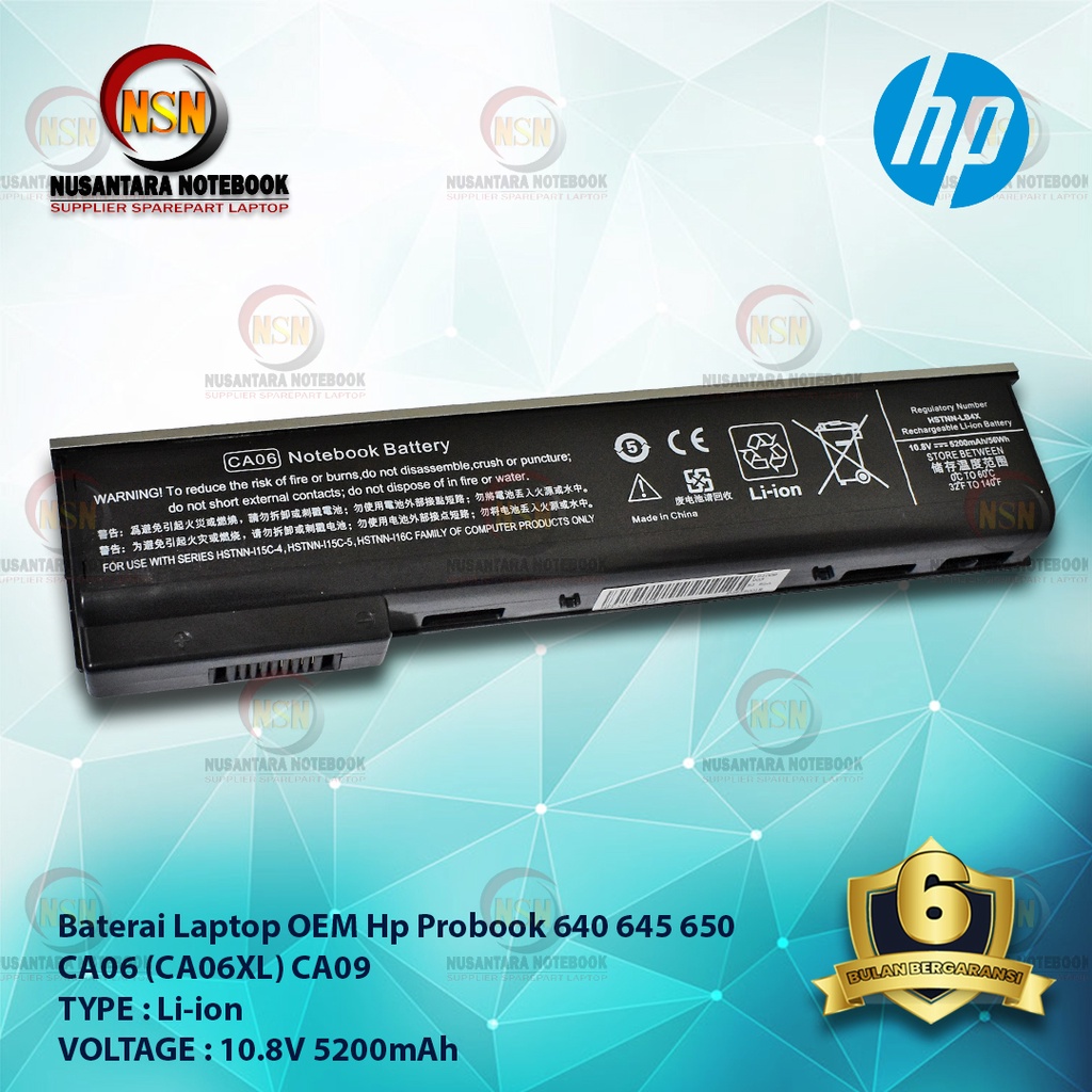 Baterai Hp Probook 640 645 650 CA06 CA06XL CA09 10.8V 5200mAh OEM