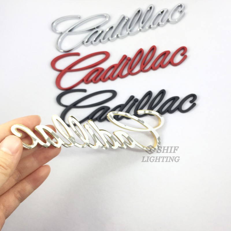 1pc Stiker Emblem Logo Cadillac 3d Bahan Metal Untuk Samping / Belakang Mobil