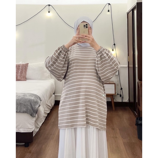 Bymeldev Oversize Stripes Top Kaos Salur Nonbusui Busui