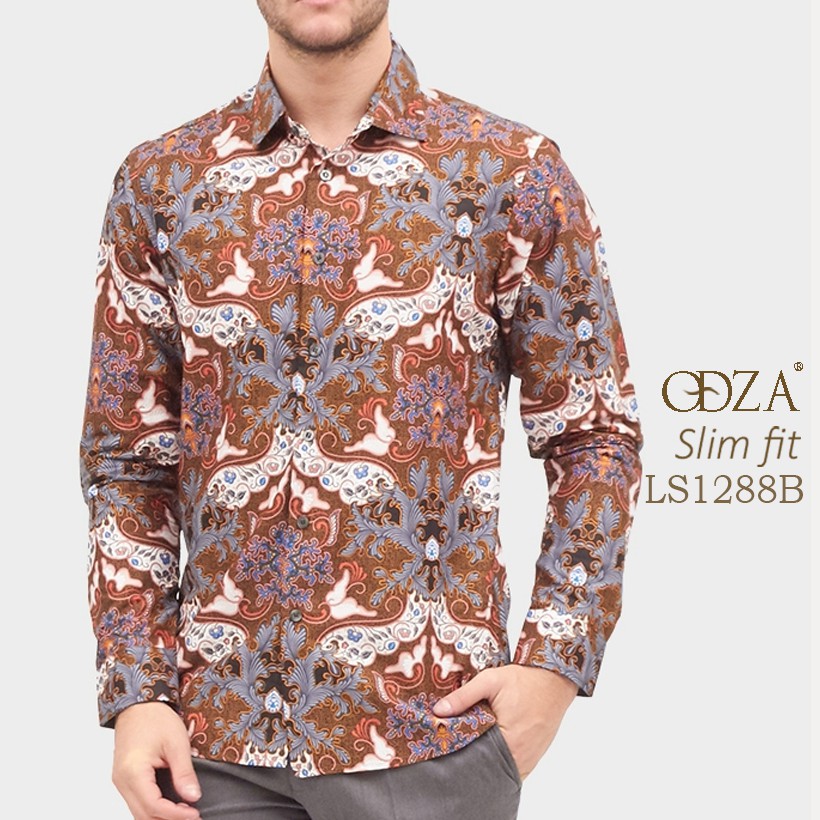 Odza Baju  Batik  Slimfit Pria Lengan Panjang Modern Butik  