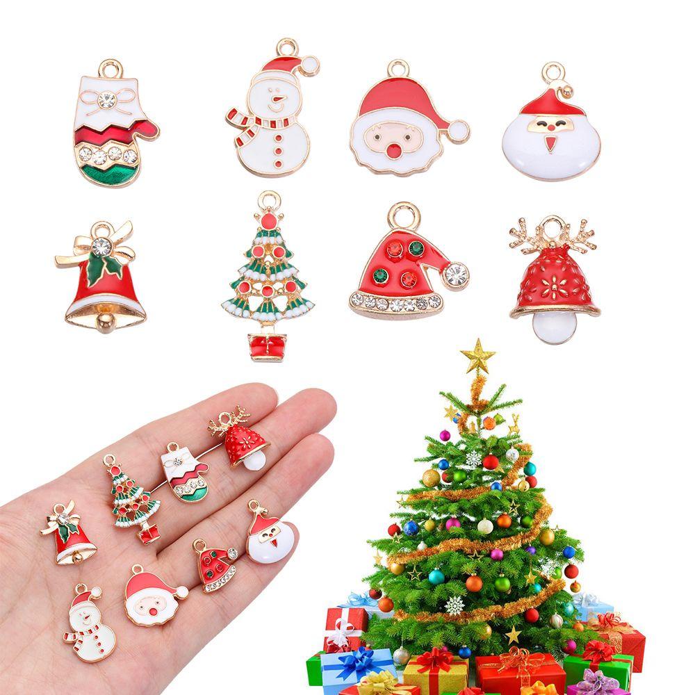 Solighter 10pcs/lot Enamel Charms DIY Handmade Anting Kalung Santa Claus Liontin