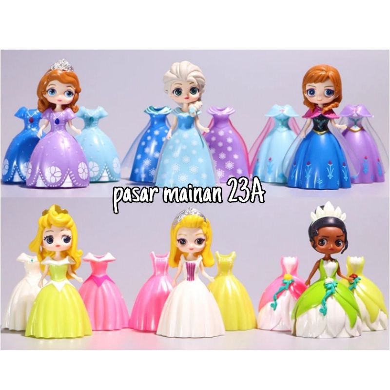 figure Disney Princes Frozen Elsa Cinderella Ariel Alice Clip Dress toper cake