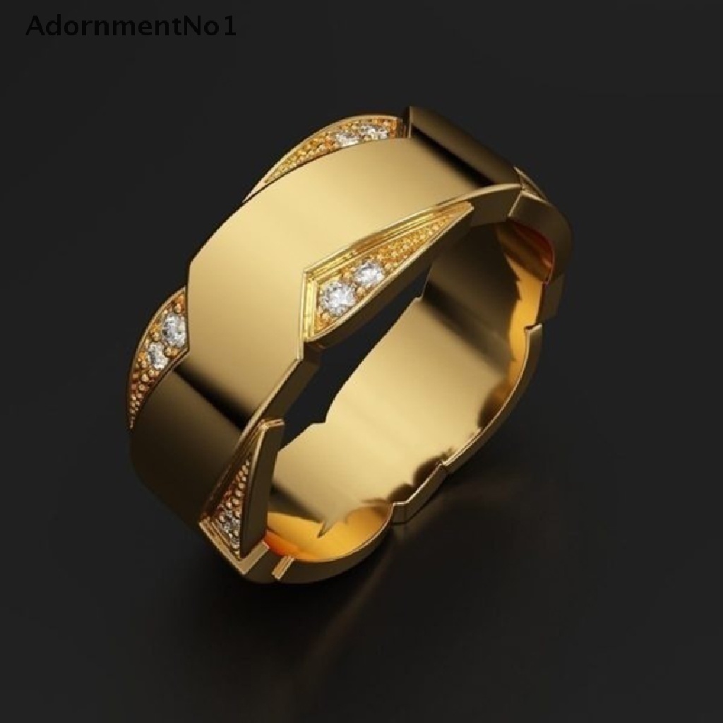 (AdornmentNo1) Cincin Pria Hias Berlian Gaya Mewah Untuk Pertunangan / Pernikahan / Hadiah Ulang Tahun